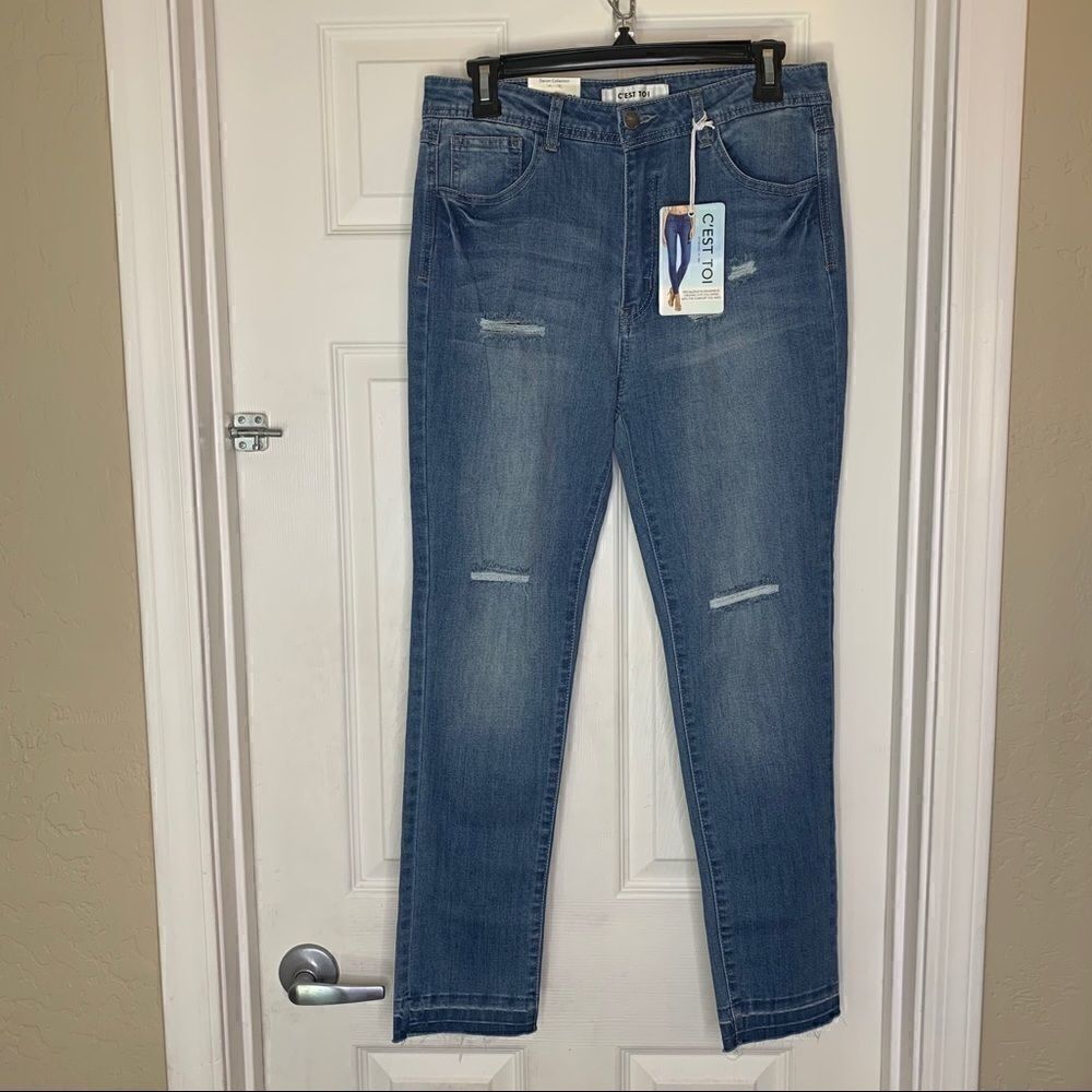 C’est Toi Distressed High Rise Jeans